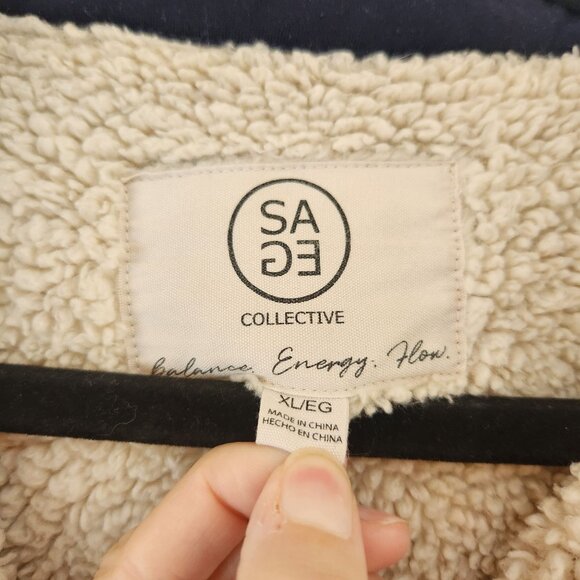 SAGE Collective Plaid Fleece Shacket Long Sleeve Shirt Jacket Warm Women's XL - Picture 5 of 7